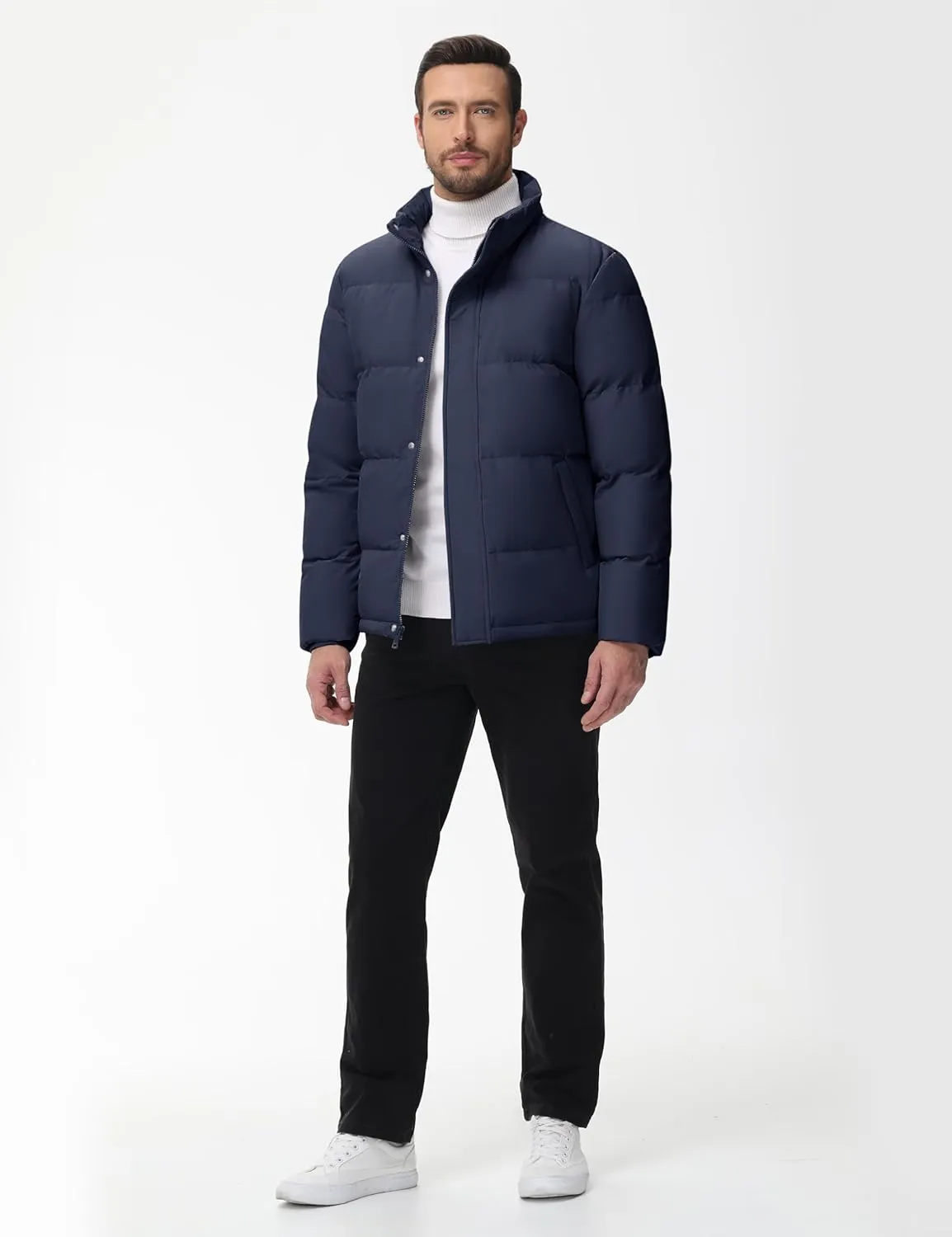 Cotrasen Mens Down Jacket Zip Up Warm Puffer Jacket Winter Coats Water Resistant Windproof Insulated Jacket