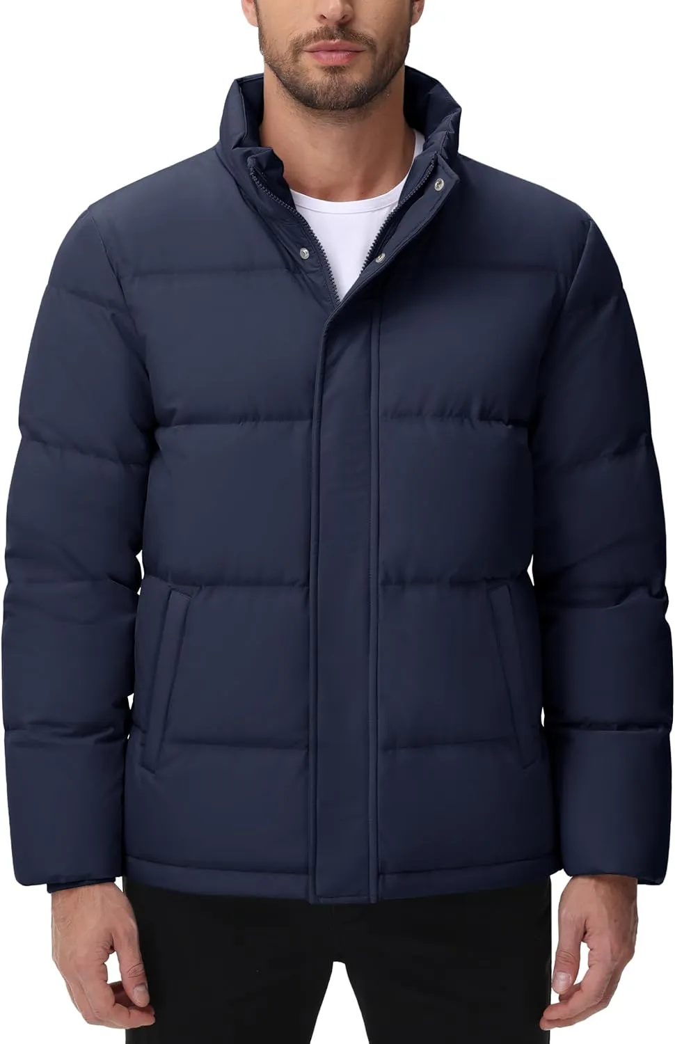 Cotrasen Mens Down Jacket Zip Up Warm Puffer Jacket Winter Coats Water Resistant Windproof Insulated Jacket