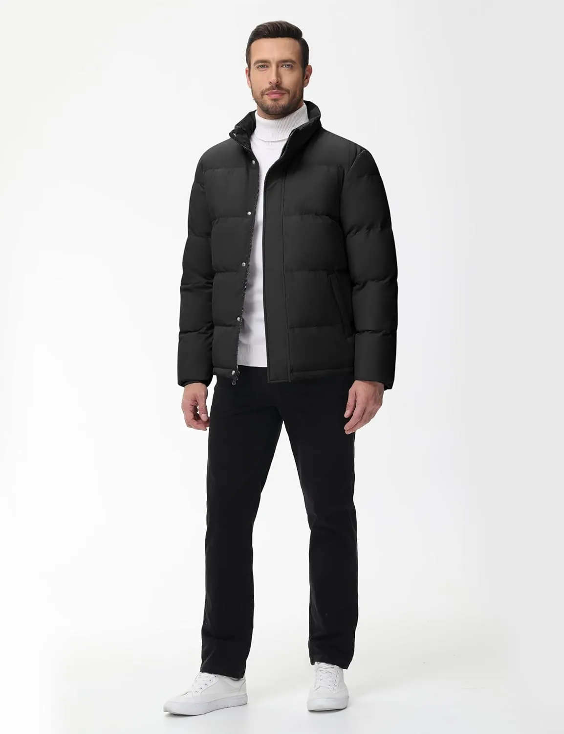 Cotrasen Mens Down Jacket Zip Up Warm Puffer Jacket Winter Coats Water Resistant Windproof Insulated Jacket