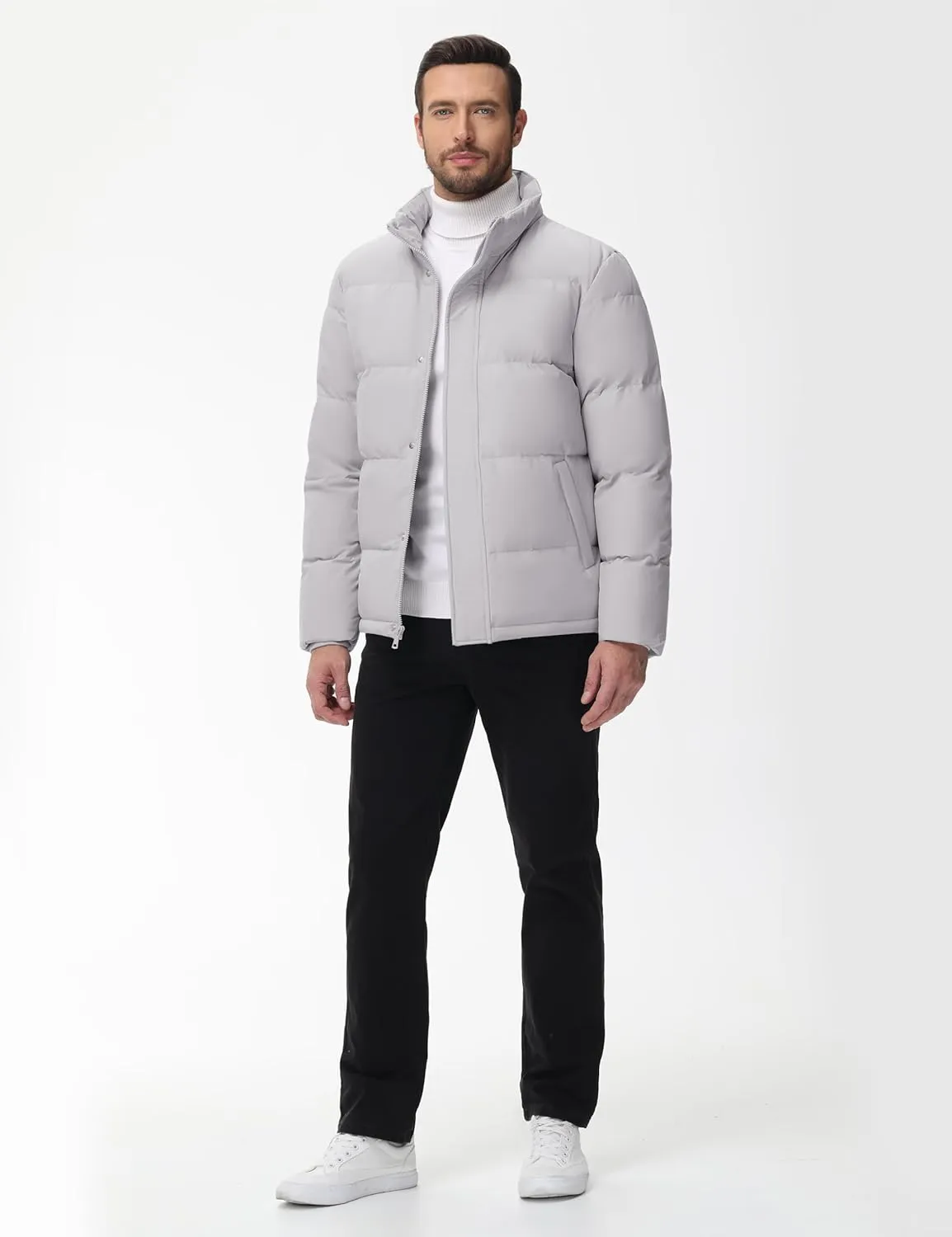 Cotrasen Mens Down Jacket Zip Up Warm Puffer Jacket Winter Coats Water Resistant Windproof Insulated Jacket