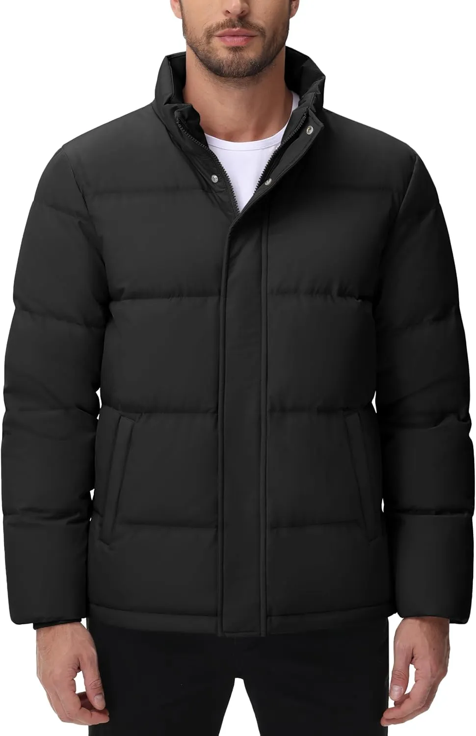 Cotrasen Mens Down Jacket Zip Up Warm Puffer Jacket Winter Coats Water Resistant Windproof Insulated Jacket