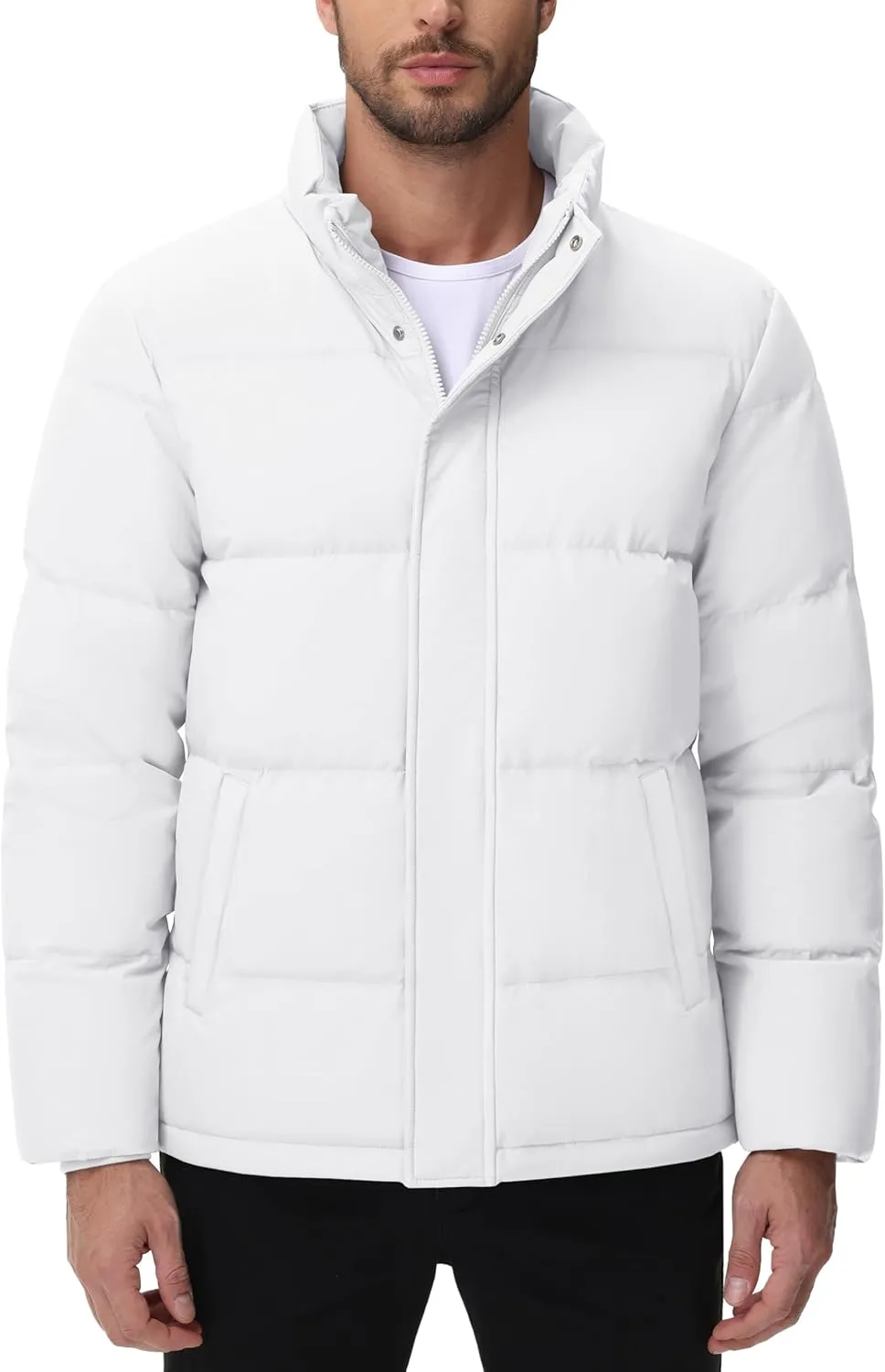 Cotrasen Mens Down Jacket Zip Up Warm Puffer Jacket Winter Coats Water Resistant Windproof Insulated Jacket