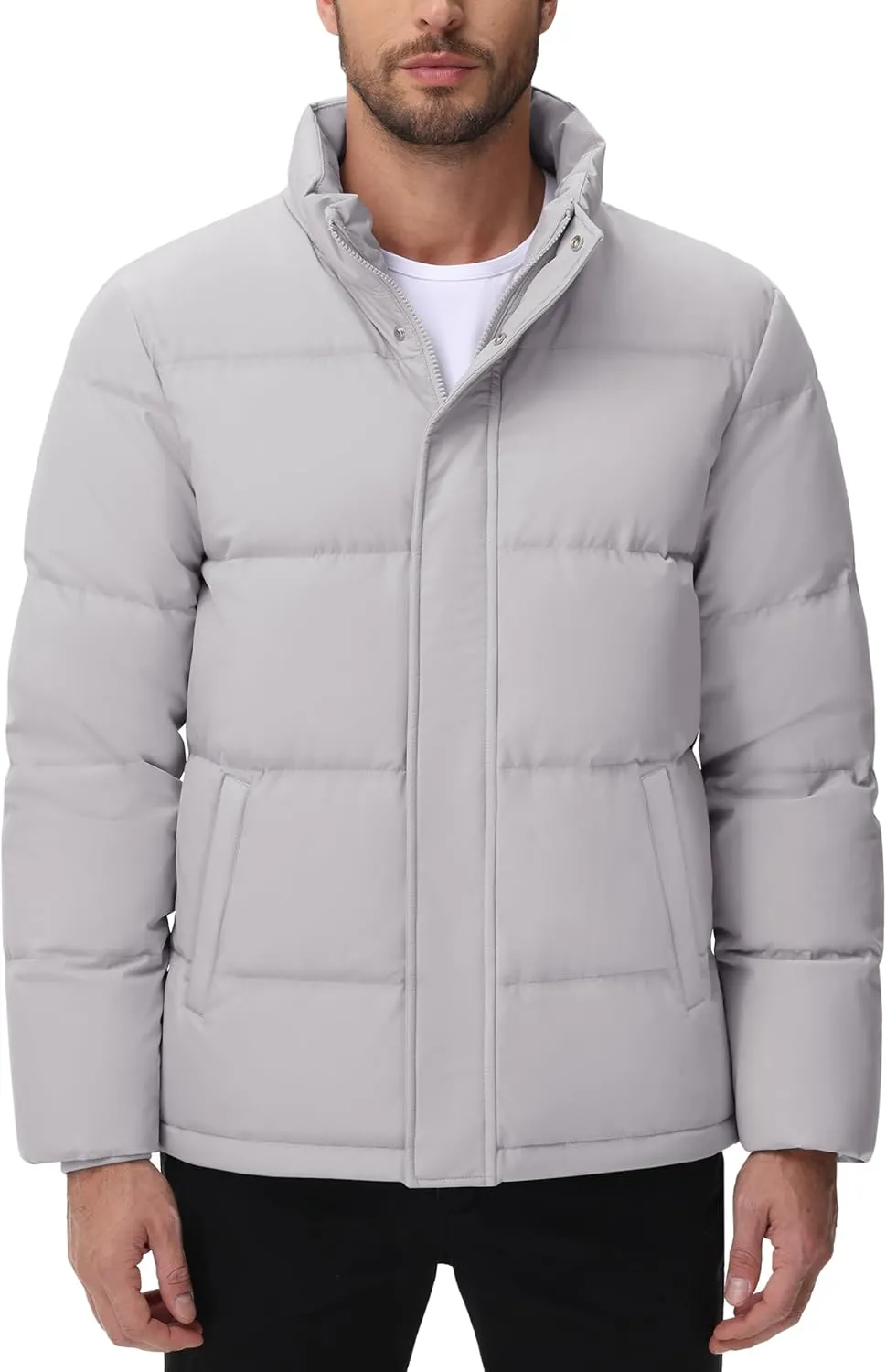 Cotrasen Mens Down Jacket Zip Up Warm Puffer Jacket Winter Coats Water Resistant Windproof Insulated Jacket