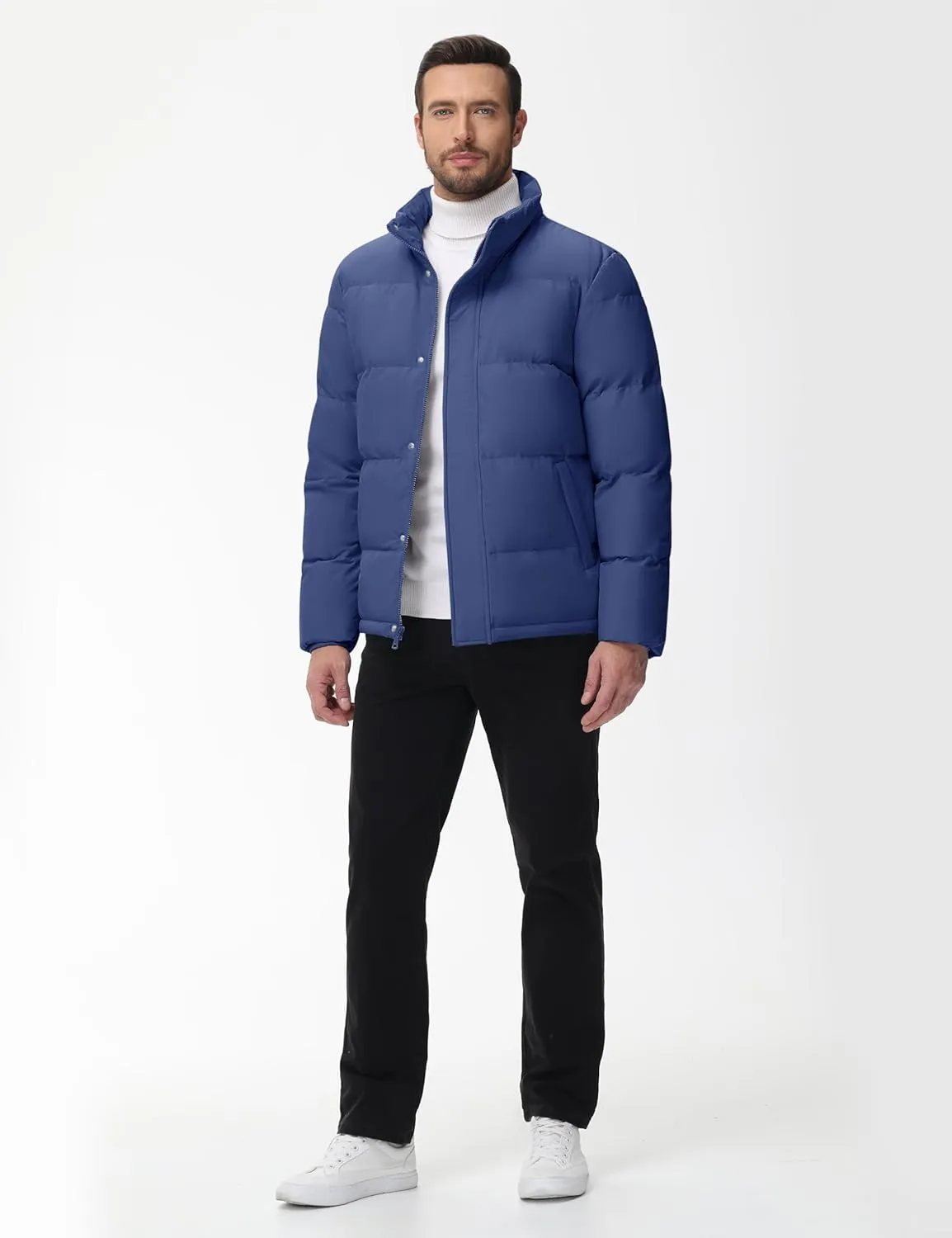 Cotrasen Mens Down Jacket Zip Up Warm Puffer Jacket Winter Coats Water Resistant Windproof Insulated Jacket