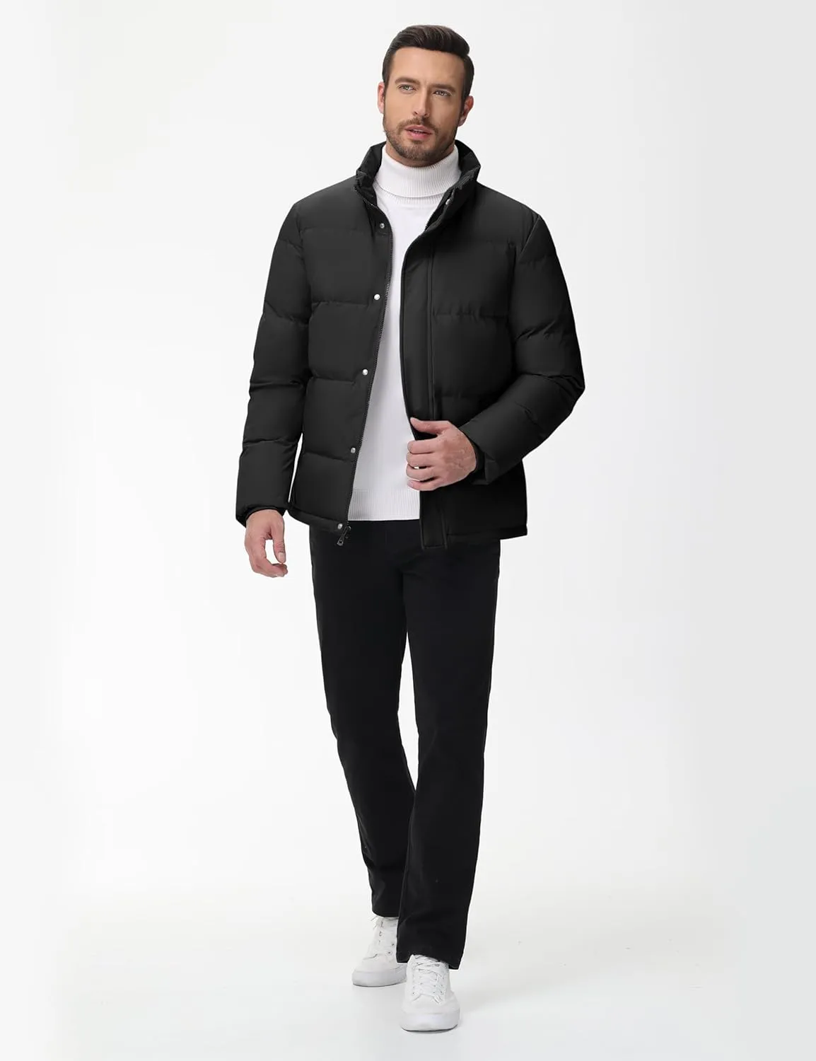 Cotrasen Mens Down Jacket Zip Up Warm Puffer Jacket Winter Coats Water Resistant Windproof Insulated Jacket
