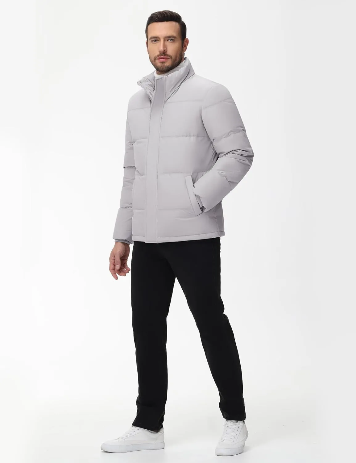 Cotrasen Mens Down Jacket Zip Up Warm Puffer Jacket Winter Coats Water Resistant Windproof Insulated Jacket