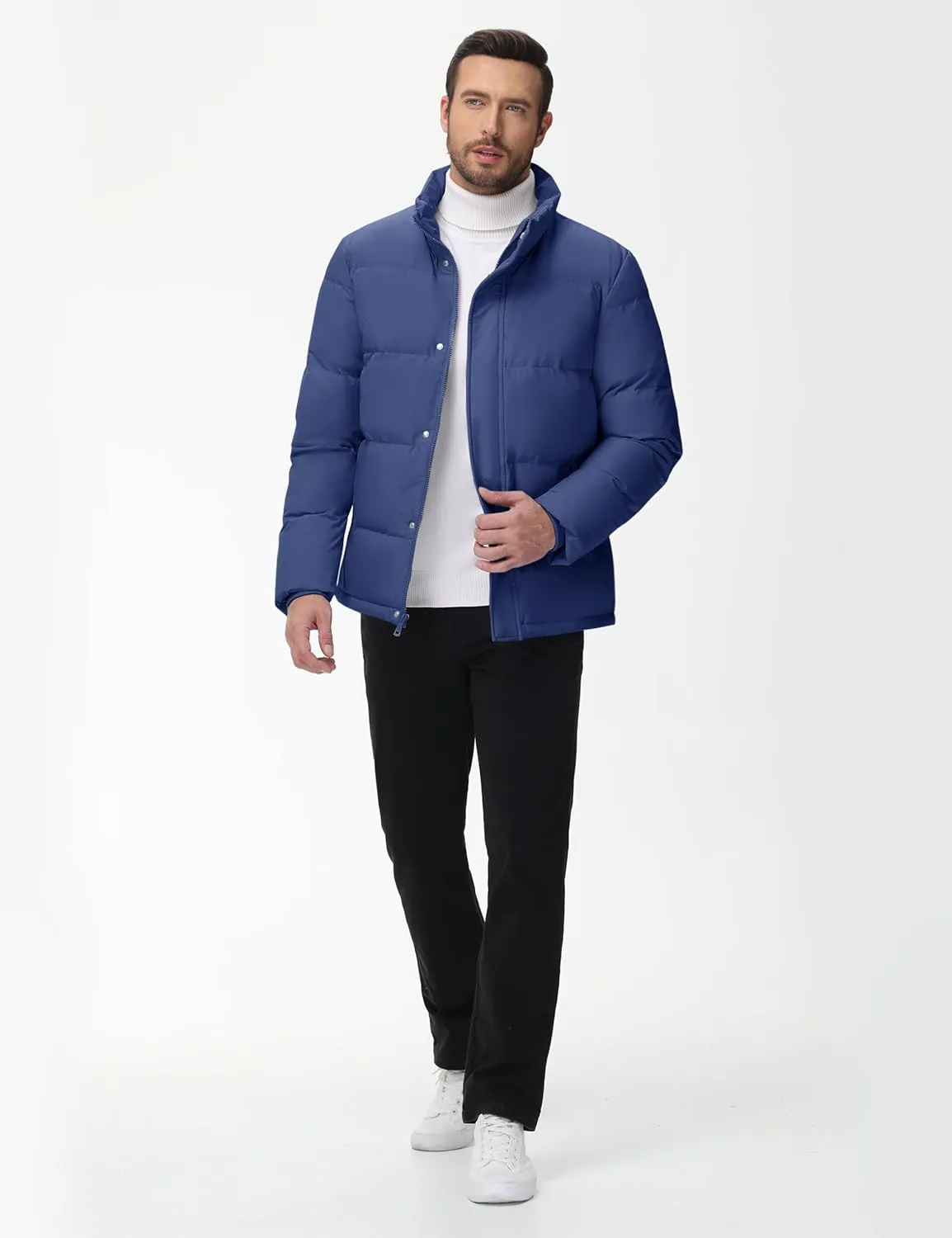 Cotrasen Mens Down Jacket Zip Up Warm Puffer Jacket Winter Coats Water Resistant Windproof Insulated Jacket