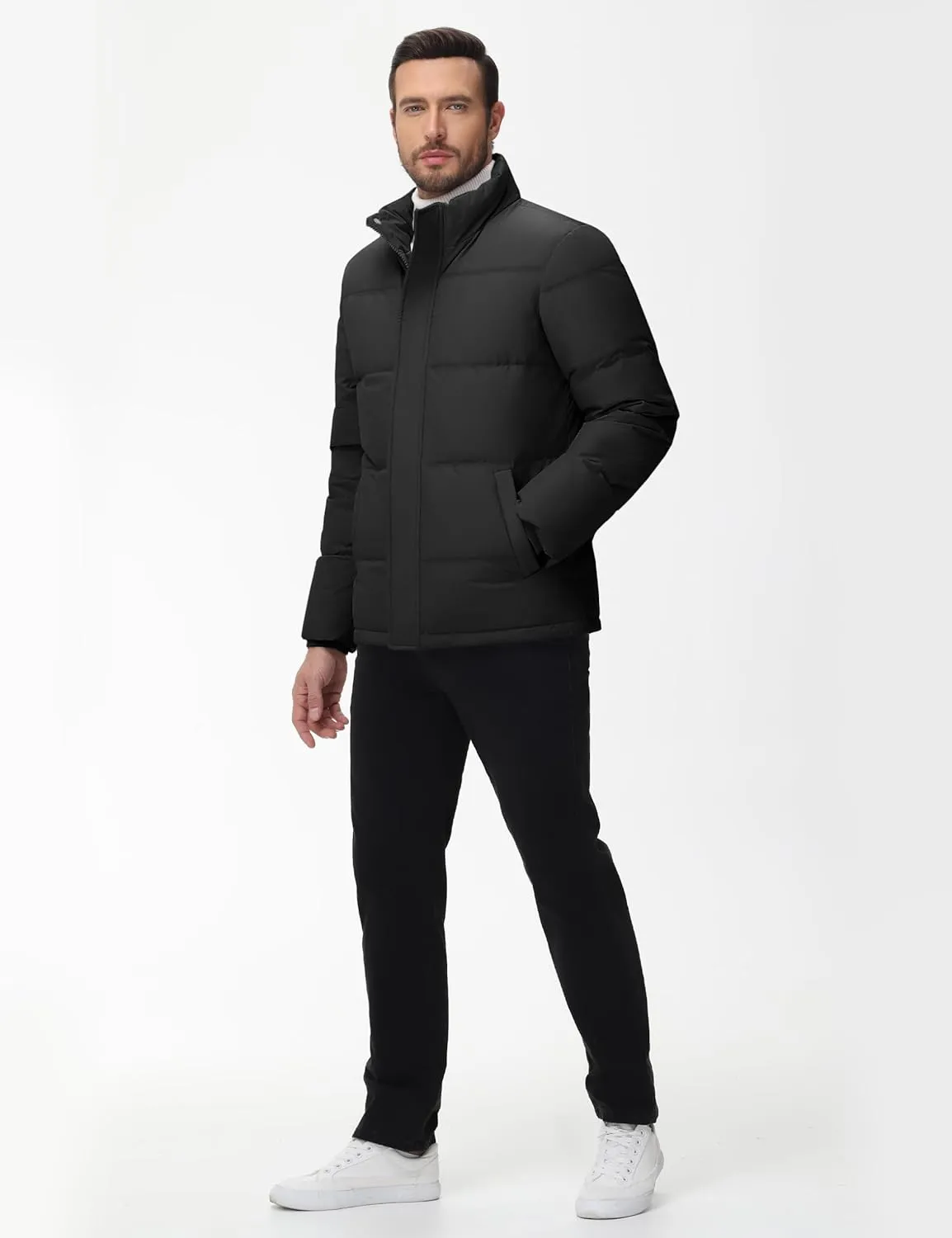 Cotrasen Mens Down Jacket Zip Up Warm Puffer Jacket Winter Coats Water Resistant Windproof Insulated Jacket