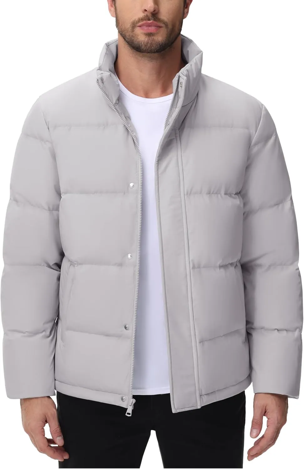 Cotrasen Mens Down Jacket Zip Up Warm Puffer Jacket Winter Coats Water Resistant Windproof Insulated Jacket