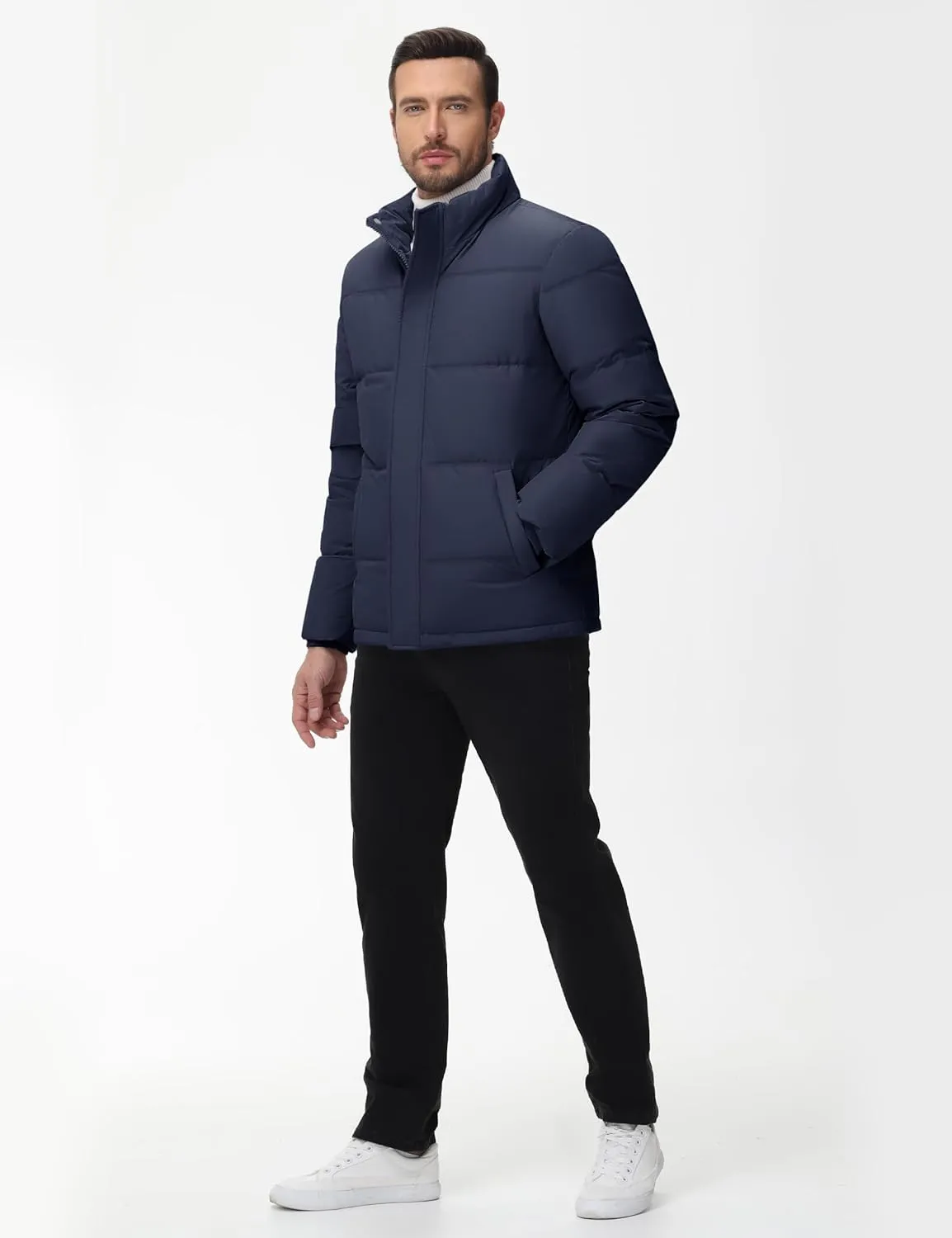 Cotrasen Mens Down Jacket Zip Up Warm Puffer Jacket Winter Coats Water Resistant Windproof Insulated Jacket