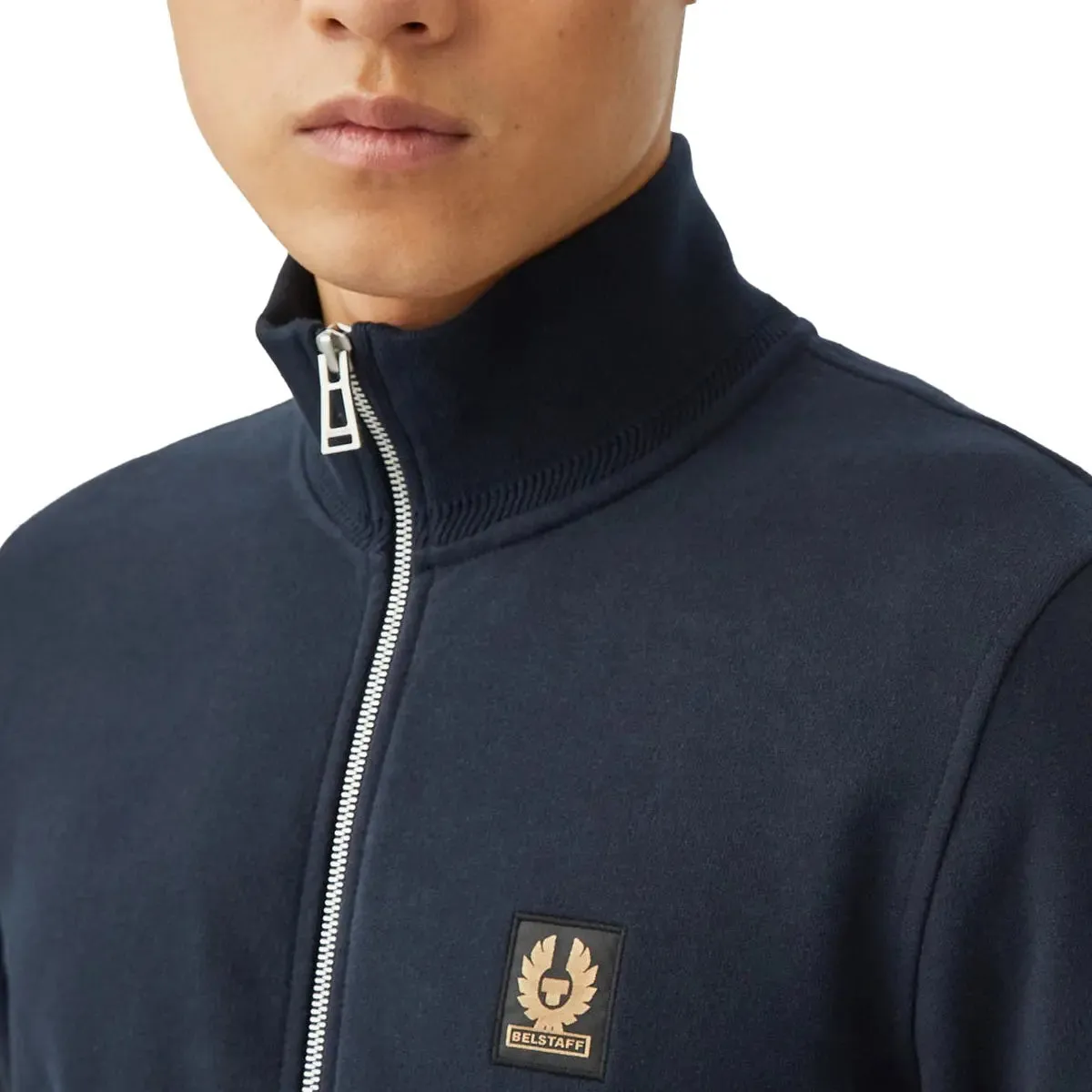 Dark Navy Zip Through Cotton Sweatshirt