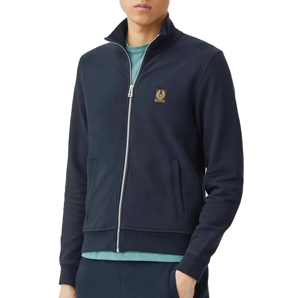 Dark Navy Zip Through Cotton Sweatshirt