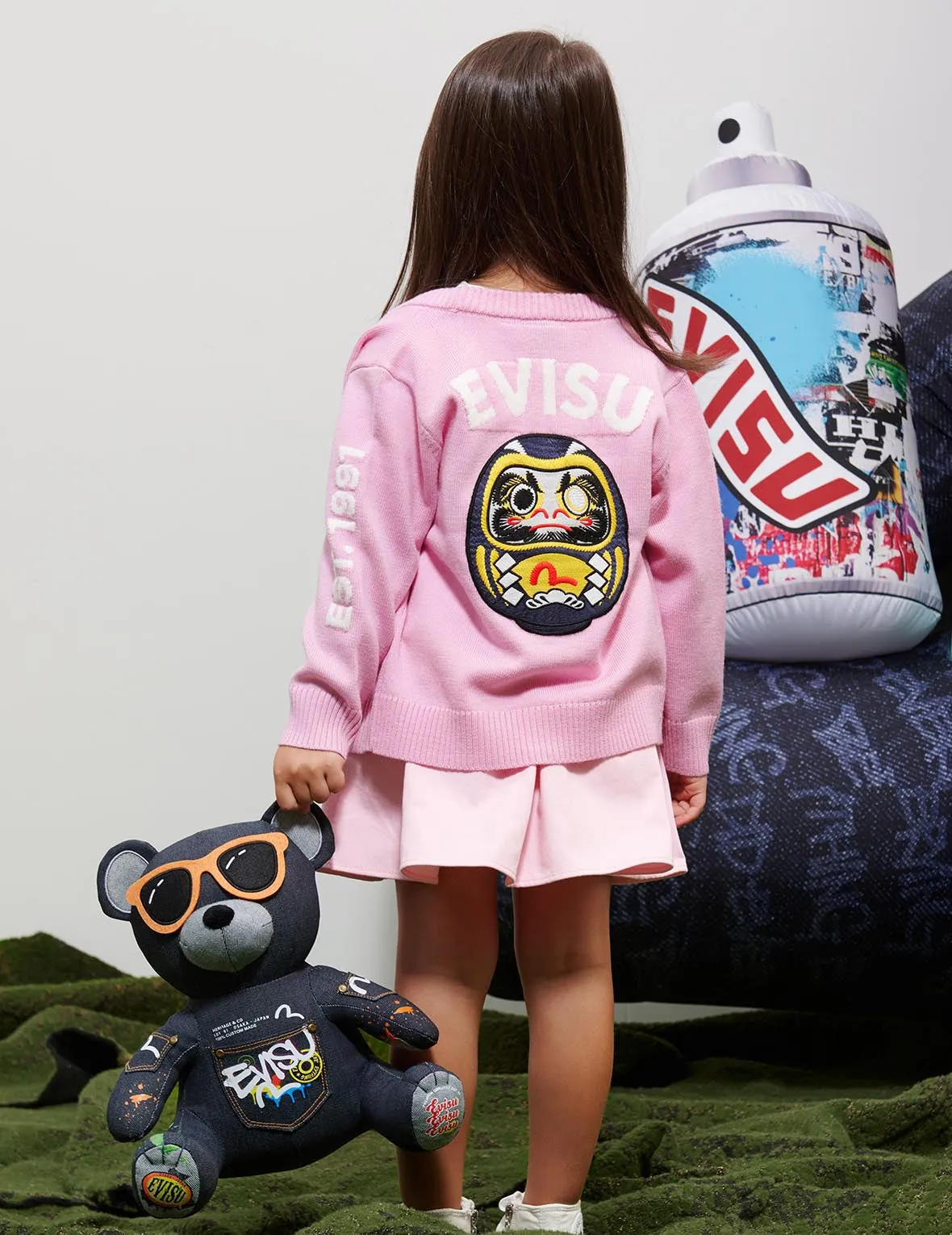 Daruma Appliqué Knitted Cardigan