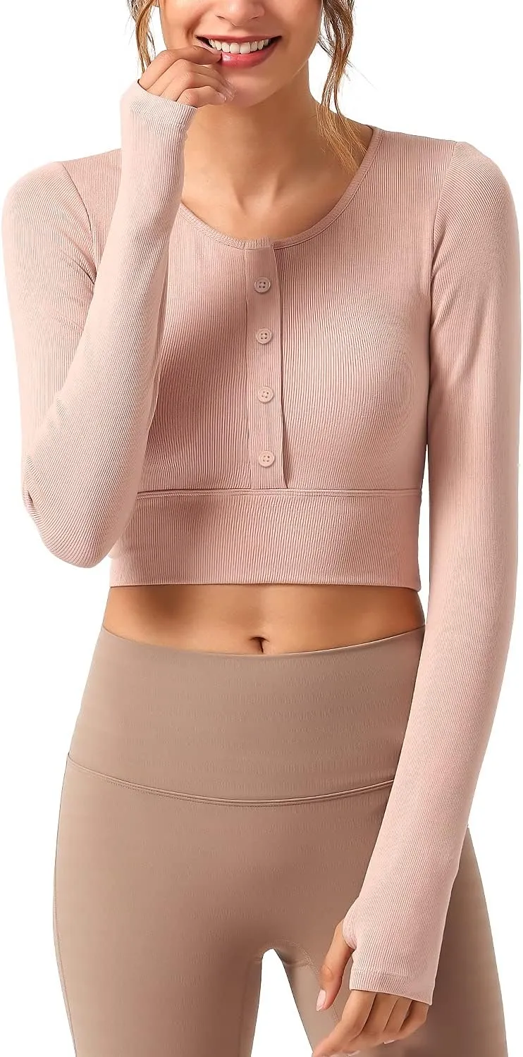DREAM SLIM Women's Lightweight Cropped Cardigan Long Sleeve Crew Neck Basic Classic Casual Button Down Soft Knit Sweaters