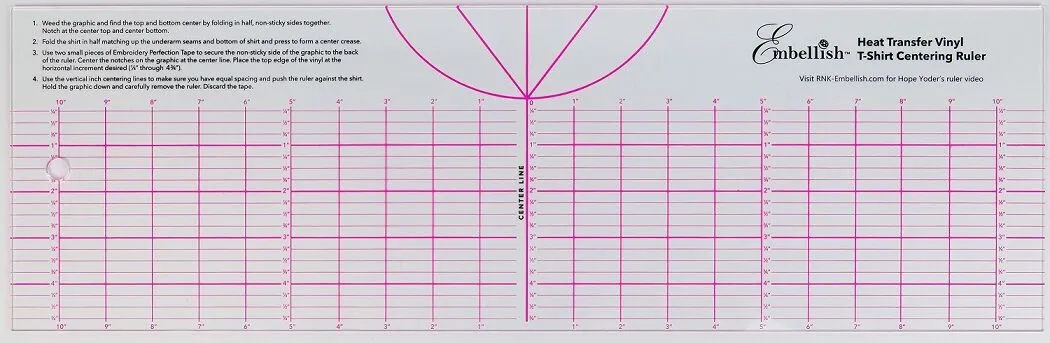 Embellish T-Shirt Heat Transfer Vinyl Centering Ruler