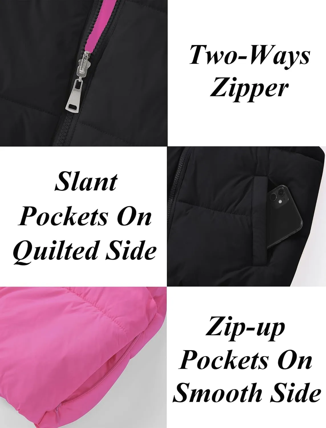 EXARUS Girls Puffer Vest Cropped Puffy Water Resistant with Pockets Lightweight Outerwear Vests Warm Sleeveless 6-14Y