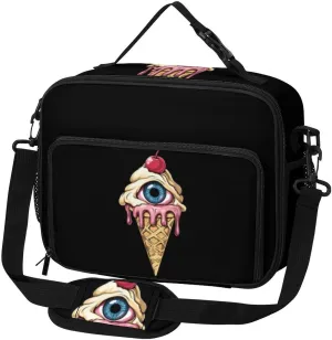 Eyeball Peeping Ice Cream Cone Large Insulated Lunch Bag Reusable Lunch Cooler Bags Tote for Work Picnic Outdoor