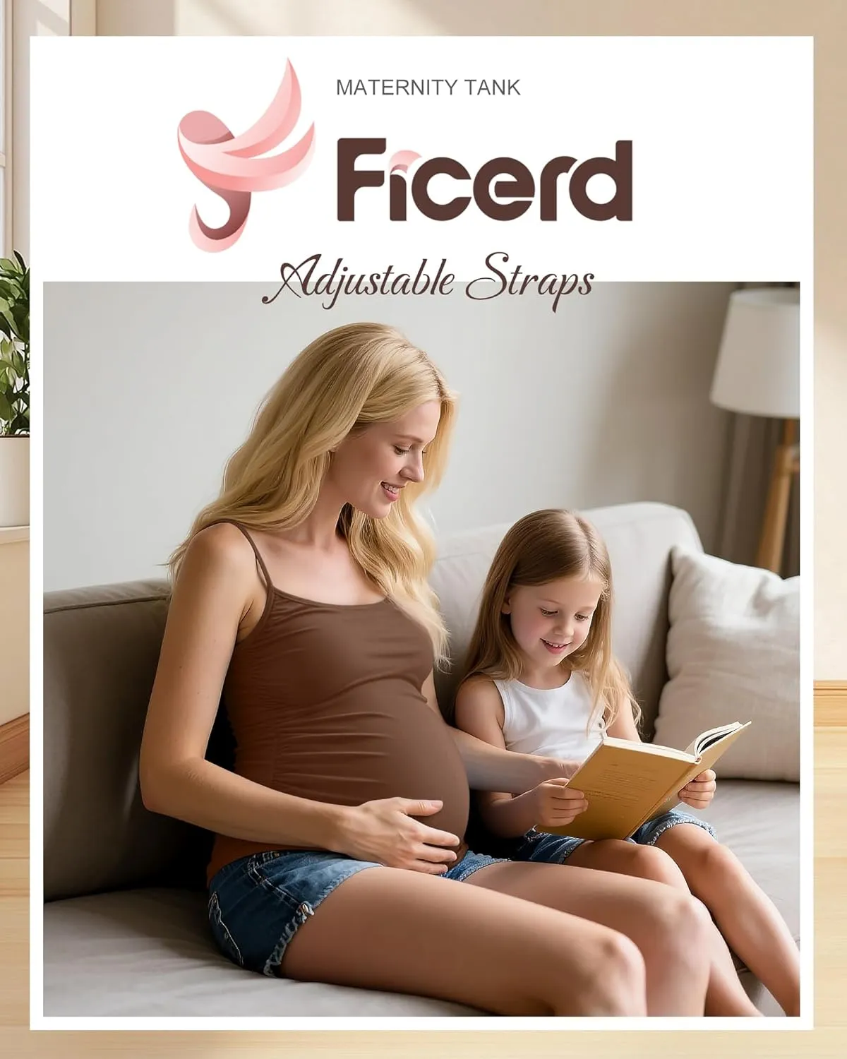 Ficerd 3 Pack Women's Maternity Tank Top Cotton Camisole with Adjustable Straps Comfort Tops Side Ruched Stretch Soft Shirts