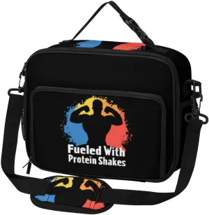 Fueled With Protein Shakes Large Insulated Lunch Bag Reusable Lunch Cooler Bags Tote for Work Picnic Outdoor