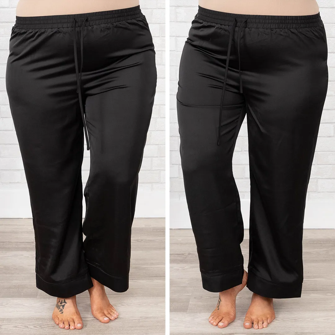 Get Glowing Silky Satin Sleep Pant, Black
