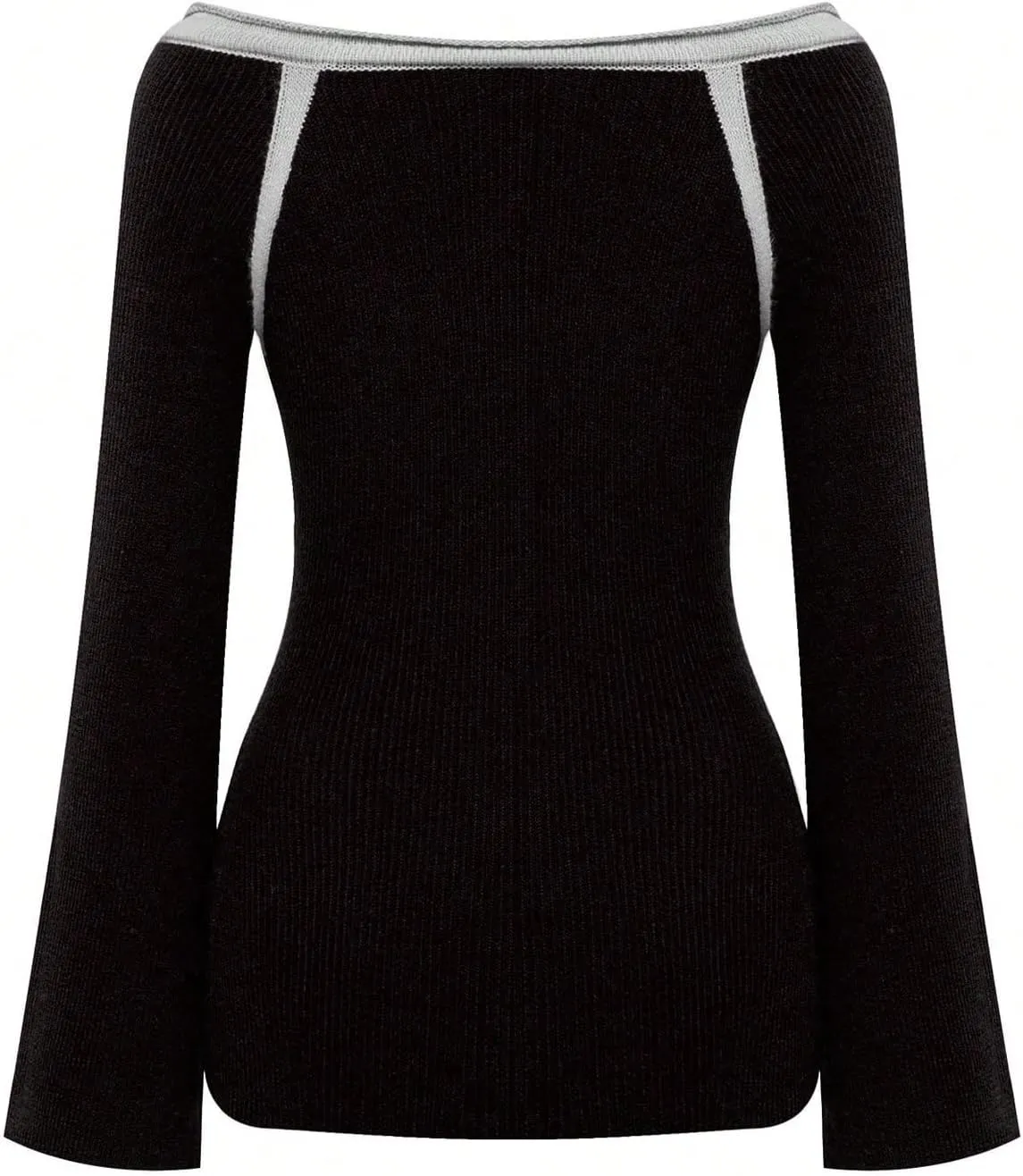 GORGLITTER Women's Color Block Mock Neck Sweater Bishop Long Sleeve Casual Pullovers Jumper Top