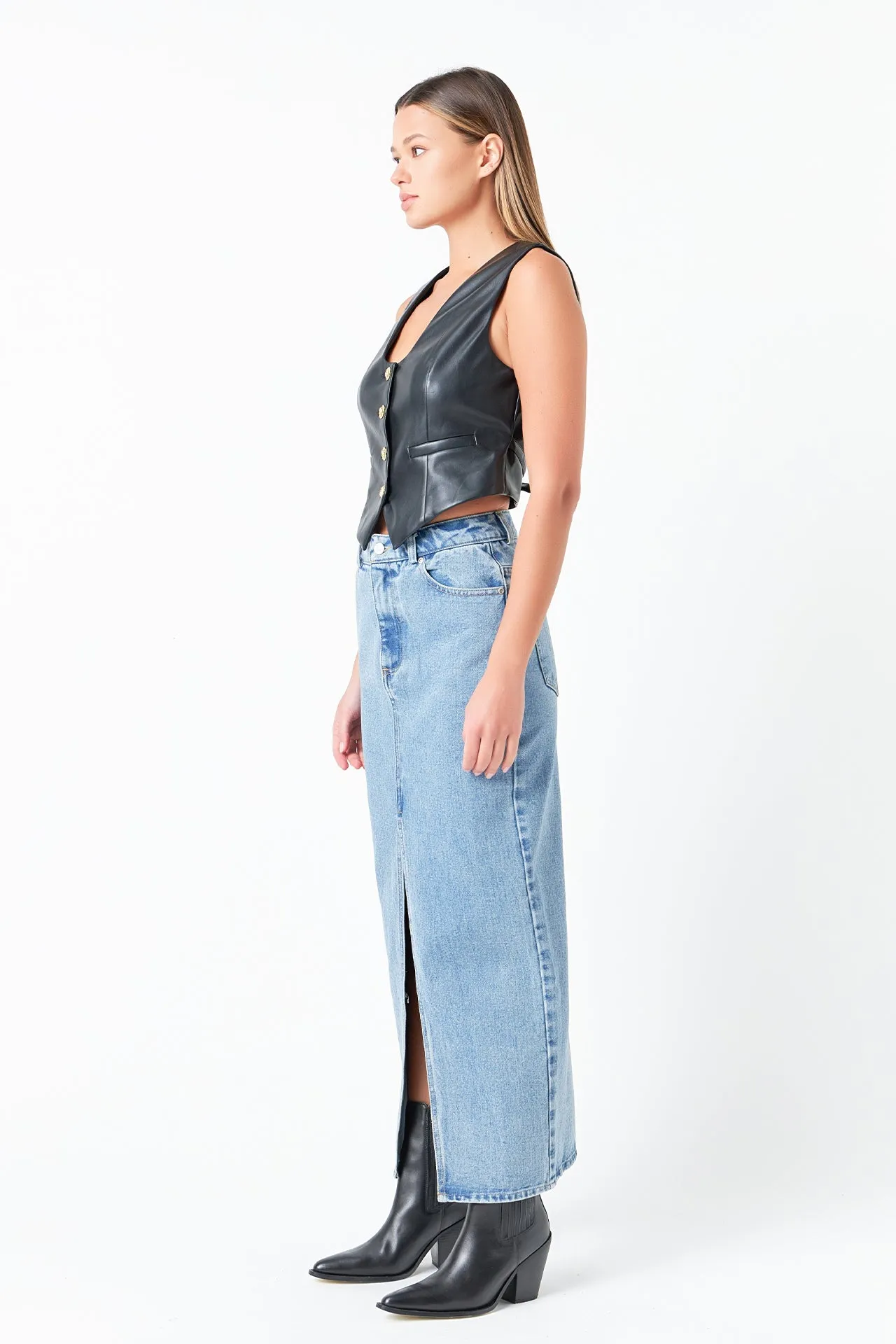 Grey Lab - Denim Maxi Skirt