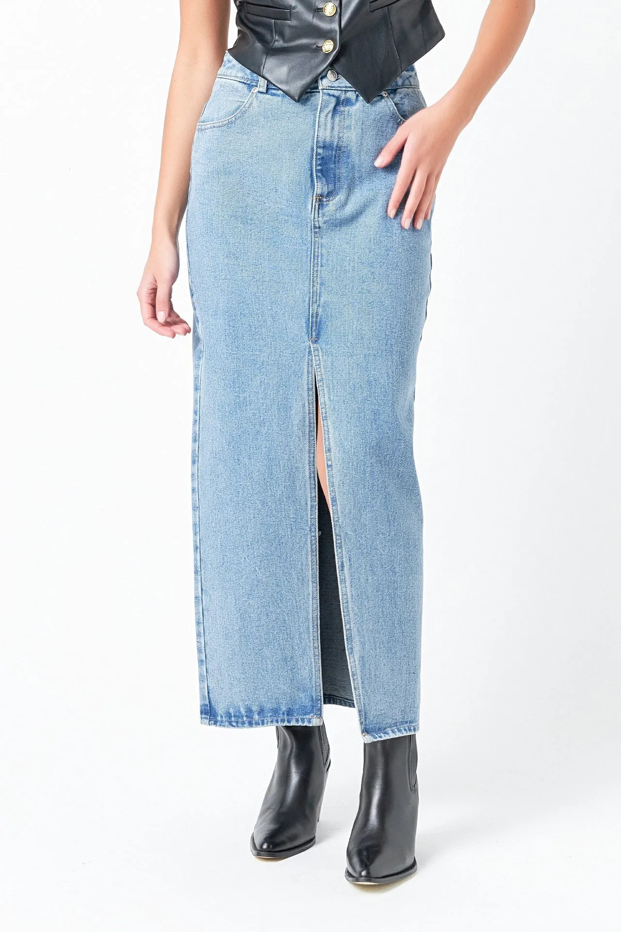 Grey Lab - Denim Maxi Skirt
