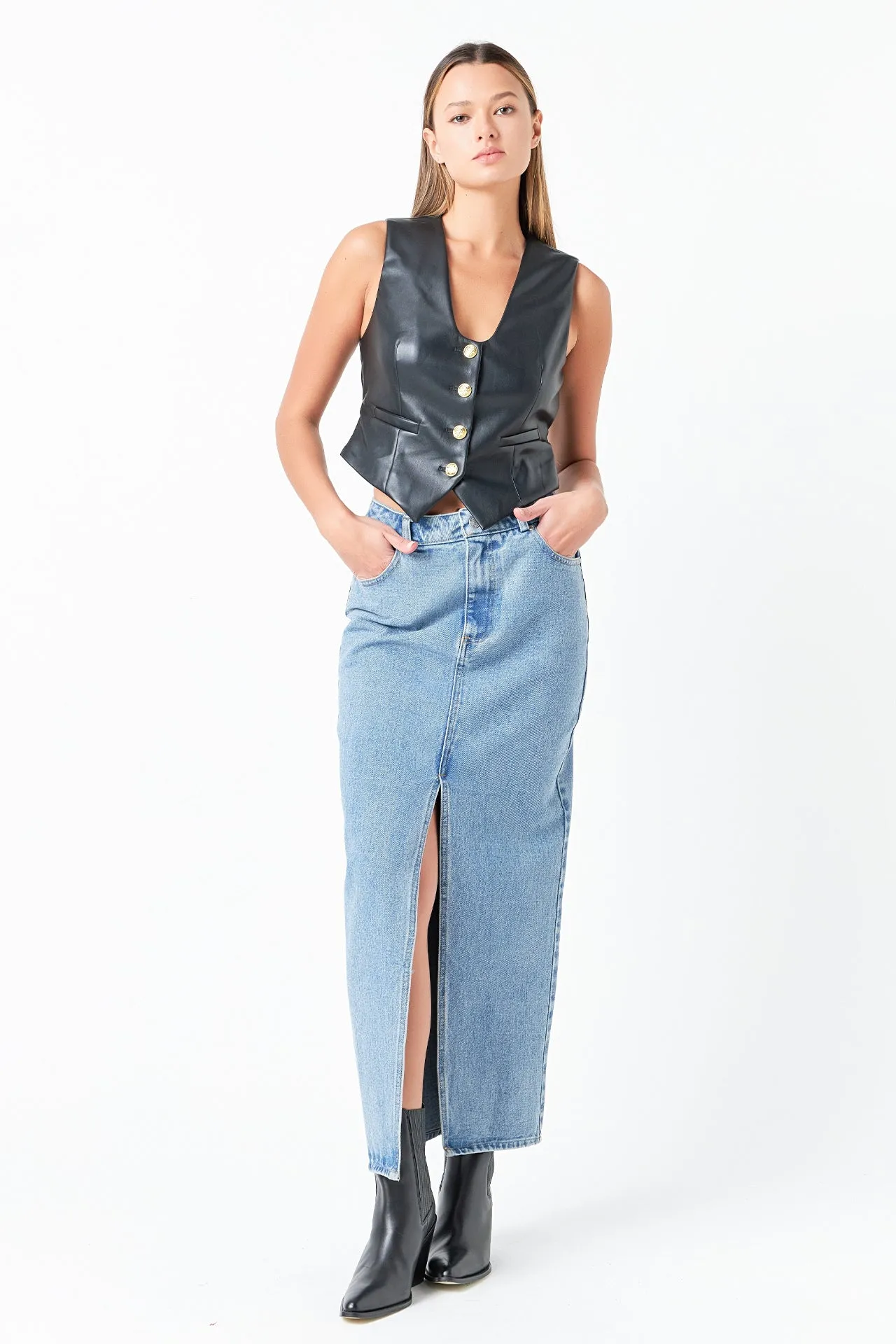 Grey Lab - Denim Maxi Skirt