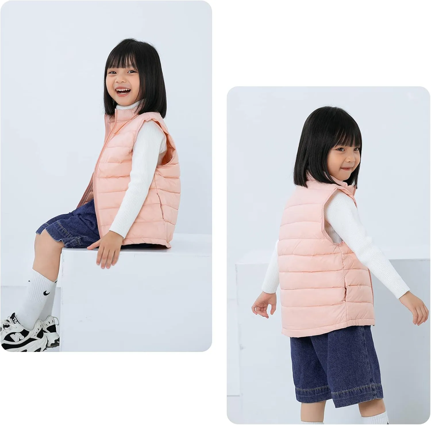 Happy Cherry Down Puffer Vest for Boy Girls Lightweight Water-Resistant Winter Jacket Outwear Kids Fall Sleeveless Coats