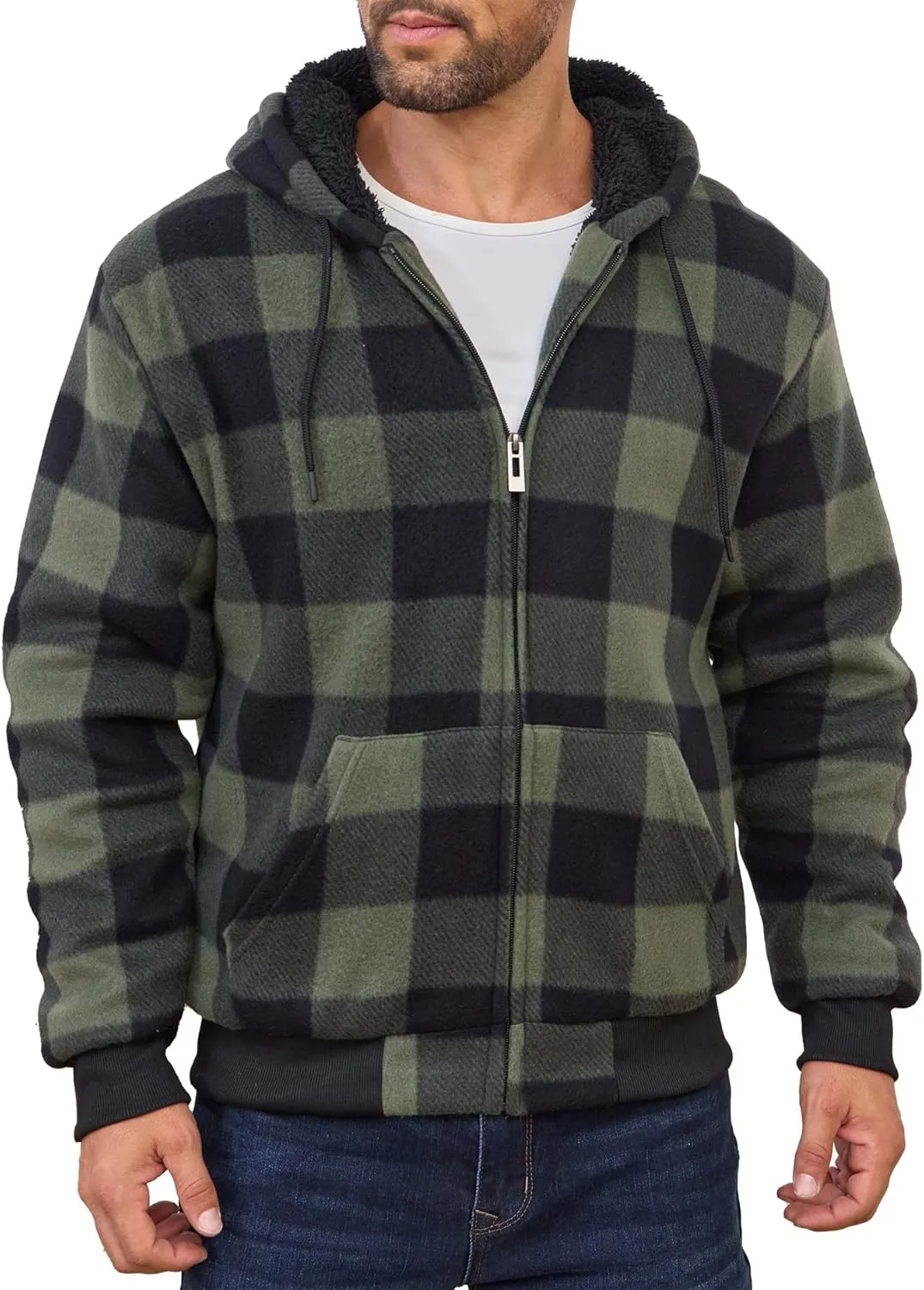 Hoodies for Men Full Zip Up Fleece Warm Thick Jackets Heavyweight Sherpa Lined Coat