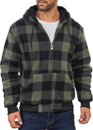 Hoodies for Men Full Zip Up Fleece Warm Thick Jackets Heavyweight Sherpa Lined Coat
