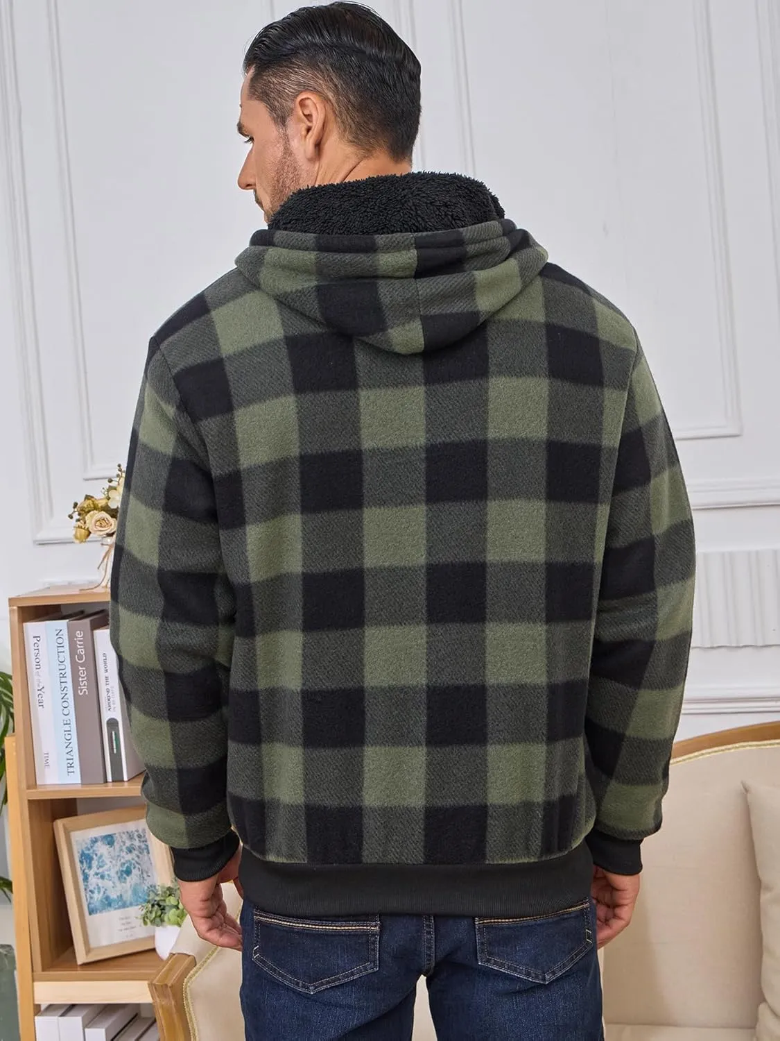 Hoodies for Men Full Zip Up Fleece Warm Thick Jackets Heavyweight Sherpa Lined Coat