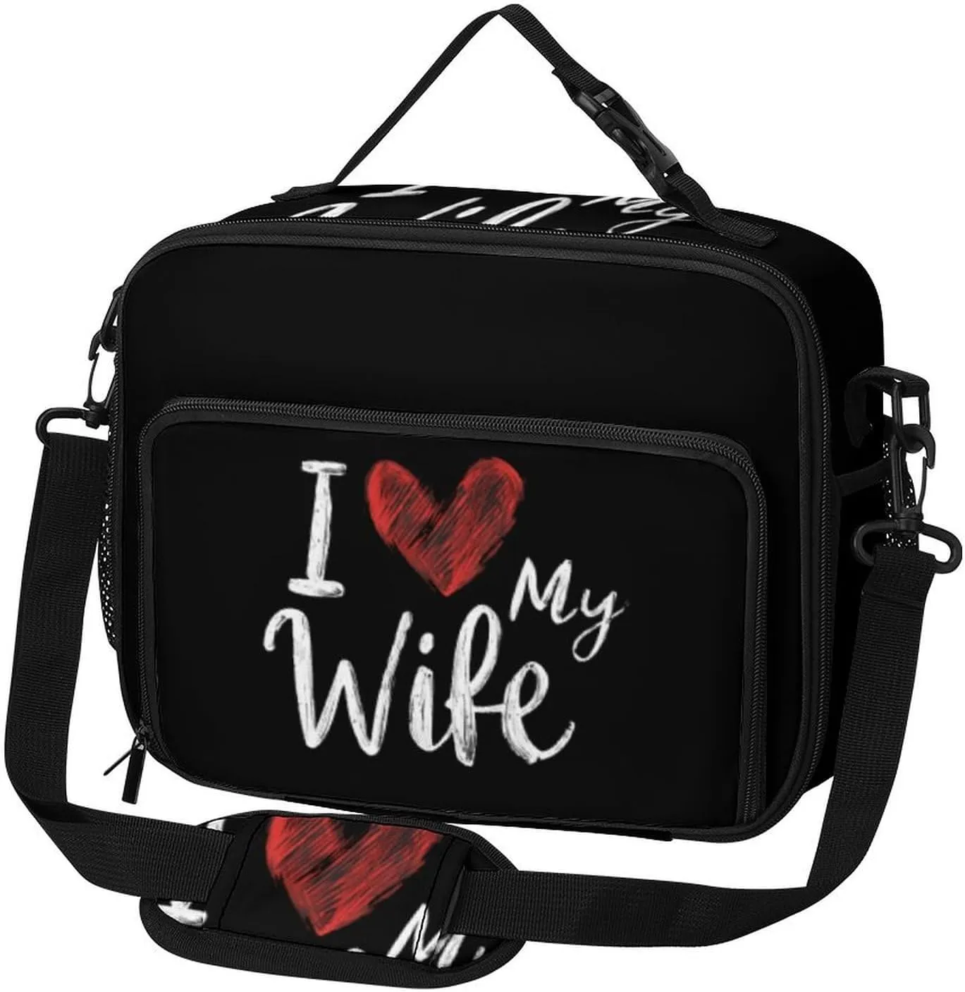 I Love My Wife Large Insulated Lunch Bag Reusable Lunch Cooler Bags Tote for Work Picnic Outdoor