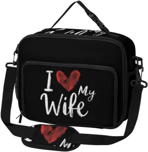 I Love My Wife Large Insulated Lunch Bag Reusable Lunch Cooler Bags Tote for Work Picnic Outdoor
