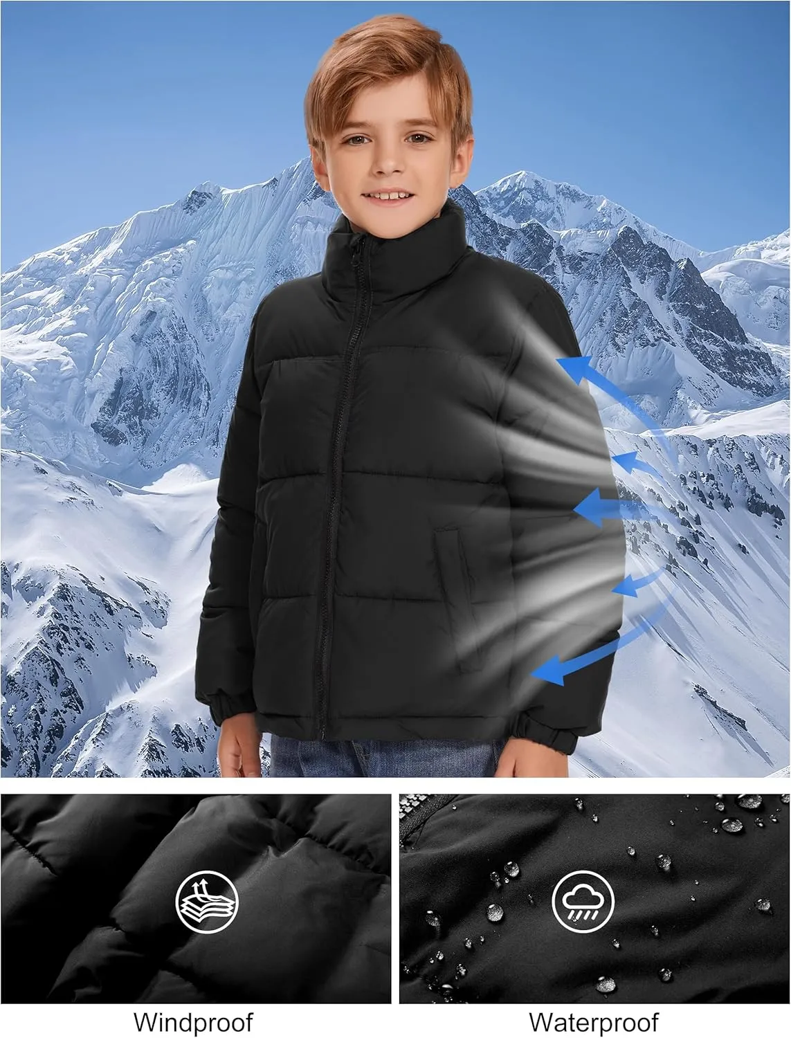 Kids Boys' Girls Winter Coat Puffer Jacket Water-Resistant Insulated Fashion Colorblock Quilted Bubble Outerwear