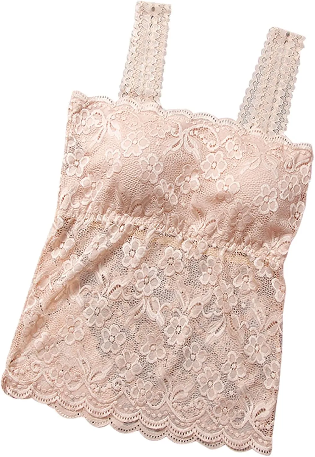 Lace Camisole Tops for Women Built in Bra Padded Bralette 2025 Soft Comfy Crop Tops Trendy Basic Camisoles