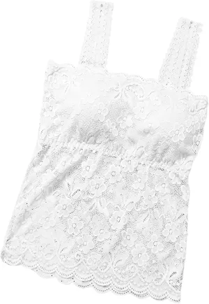 Lace Camisole Tops for Women Built in Bra Padded Bralette 2025 Soft Comfy Crop Tops Trendy Basic Camisoles