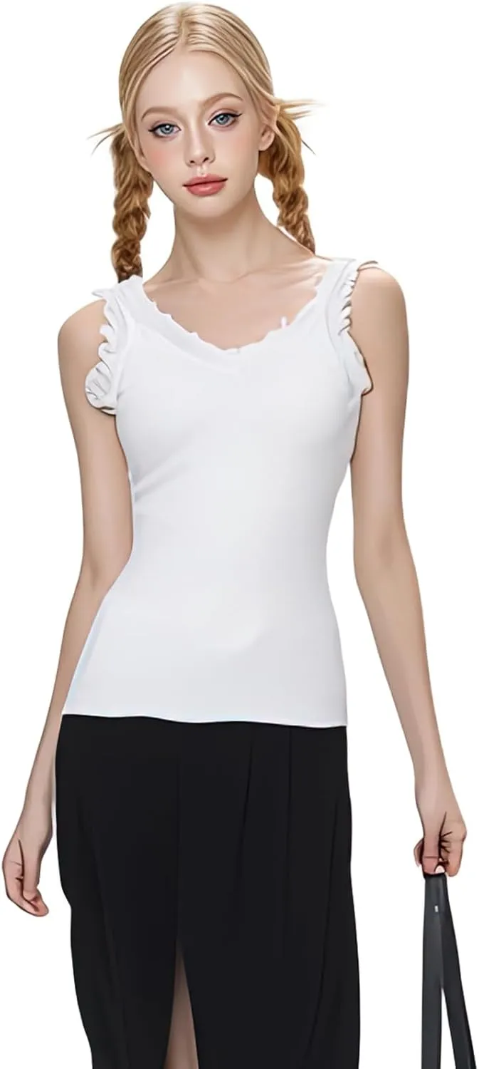 Lace Camisole Tops for Women,Soft Stretch Ribbed Womens Cami