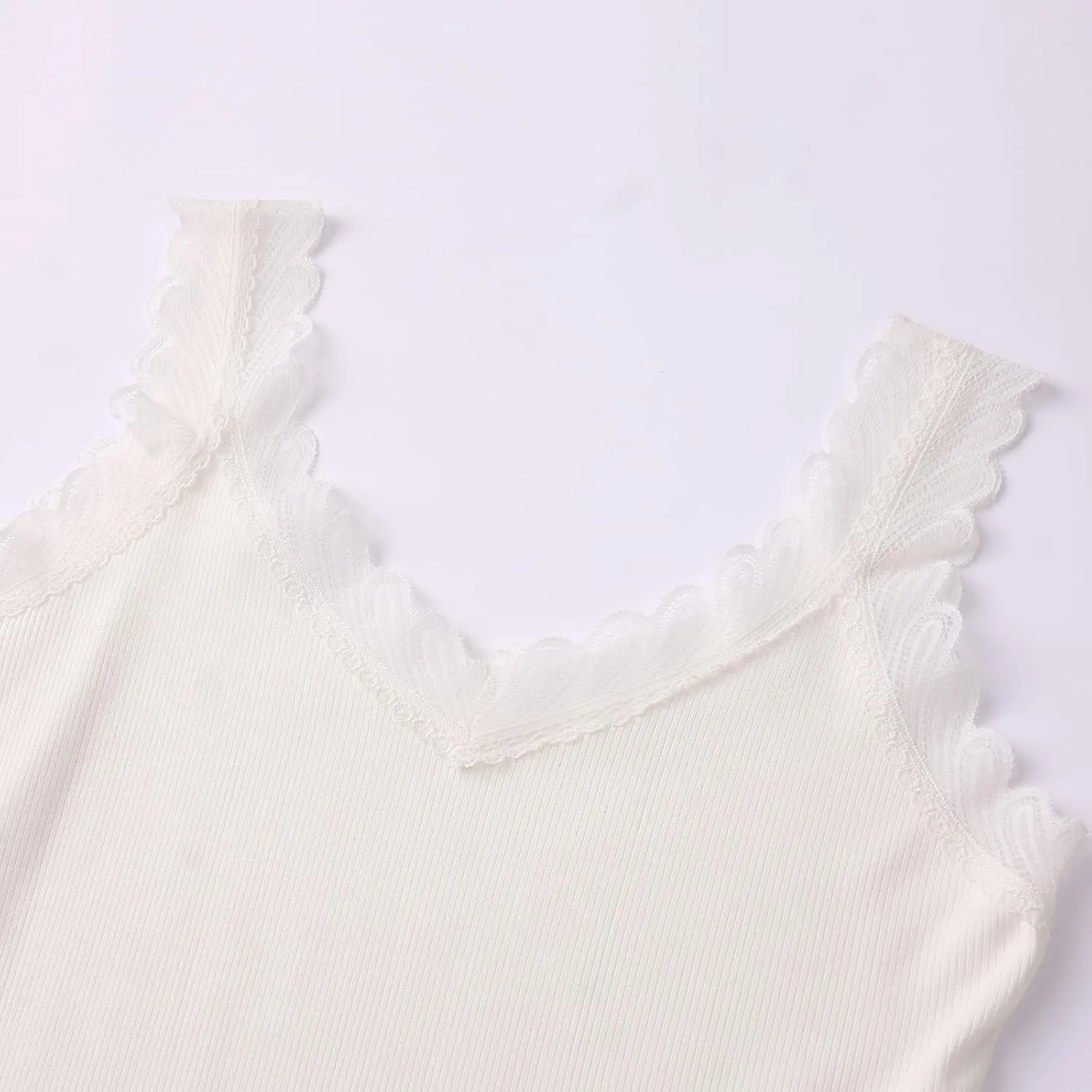 Lace Camisole Tops for Women,Soft Stretch Ribbed Womens Cami