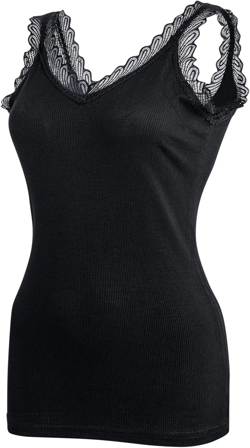 Lace Camisole Tops for Women,Soft Stretch Ribbed Womens Cami
