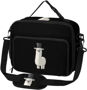 Llama With Black Top Hat Large Insulated Lunch Bag Reusable Lunch Cooler Bags Tote for Work Picnic Outdoor