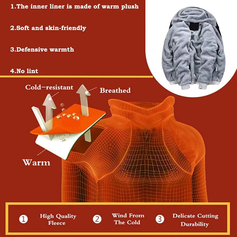 MACHLAB Men's Pullover Winter Workout Fleece Hoodie Jackets Full Zip Wool Warm Thick Coats