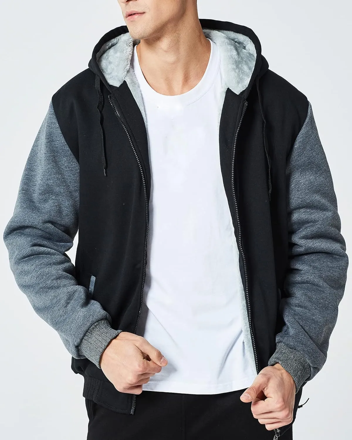 MACHLAB Men's Pullover Winter Workout Fleece Hoodie Jackets Full Zip Wool Warm Thick Coats