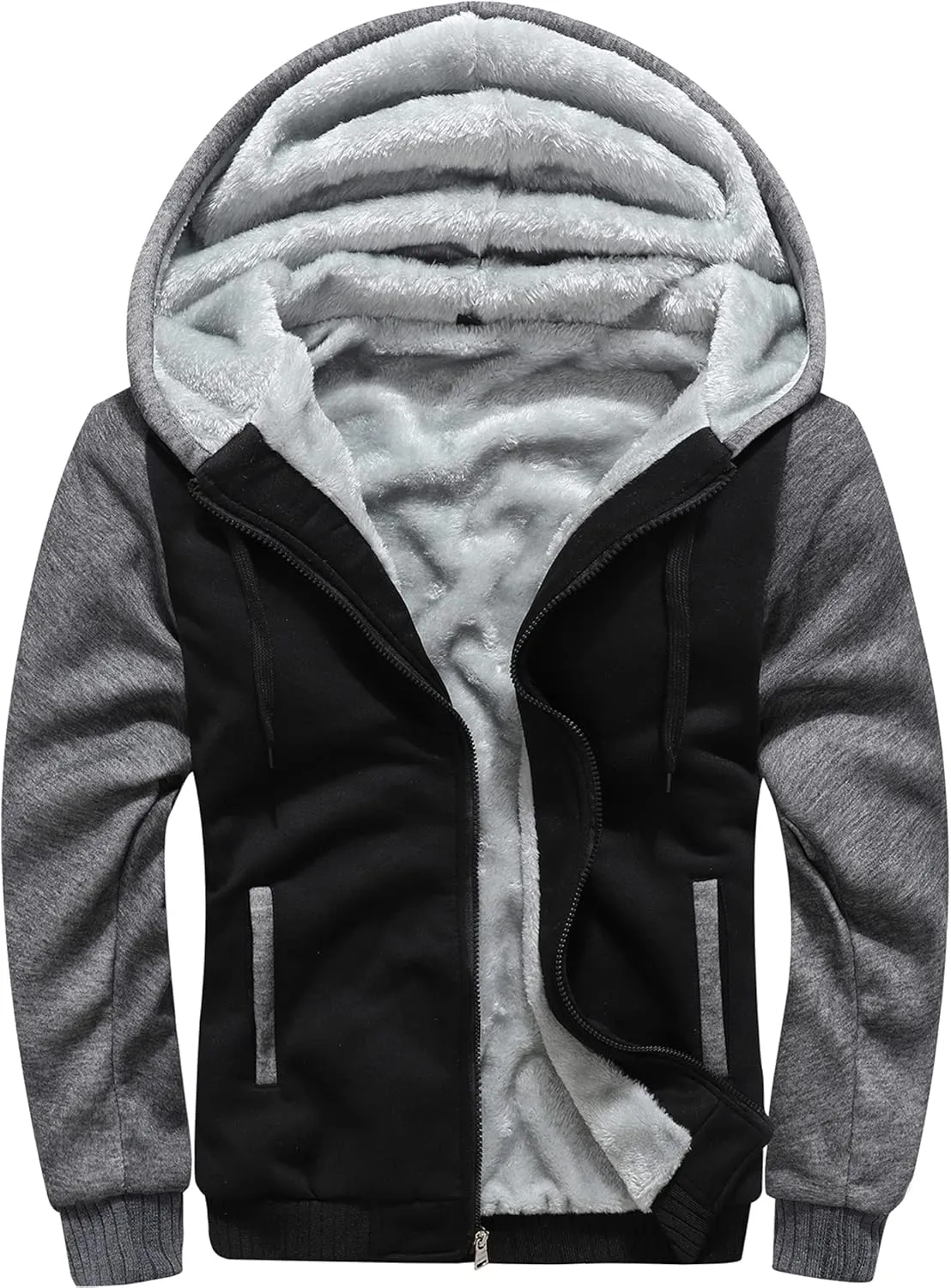 MACHLAB Men's Pullover Winter Workout Fleece Hoodie Jackets Full Zip Wool Warm Thick Coats