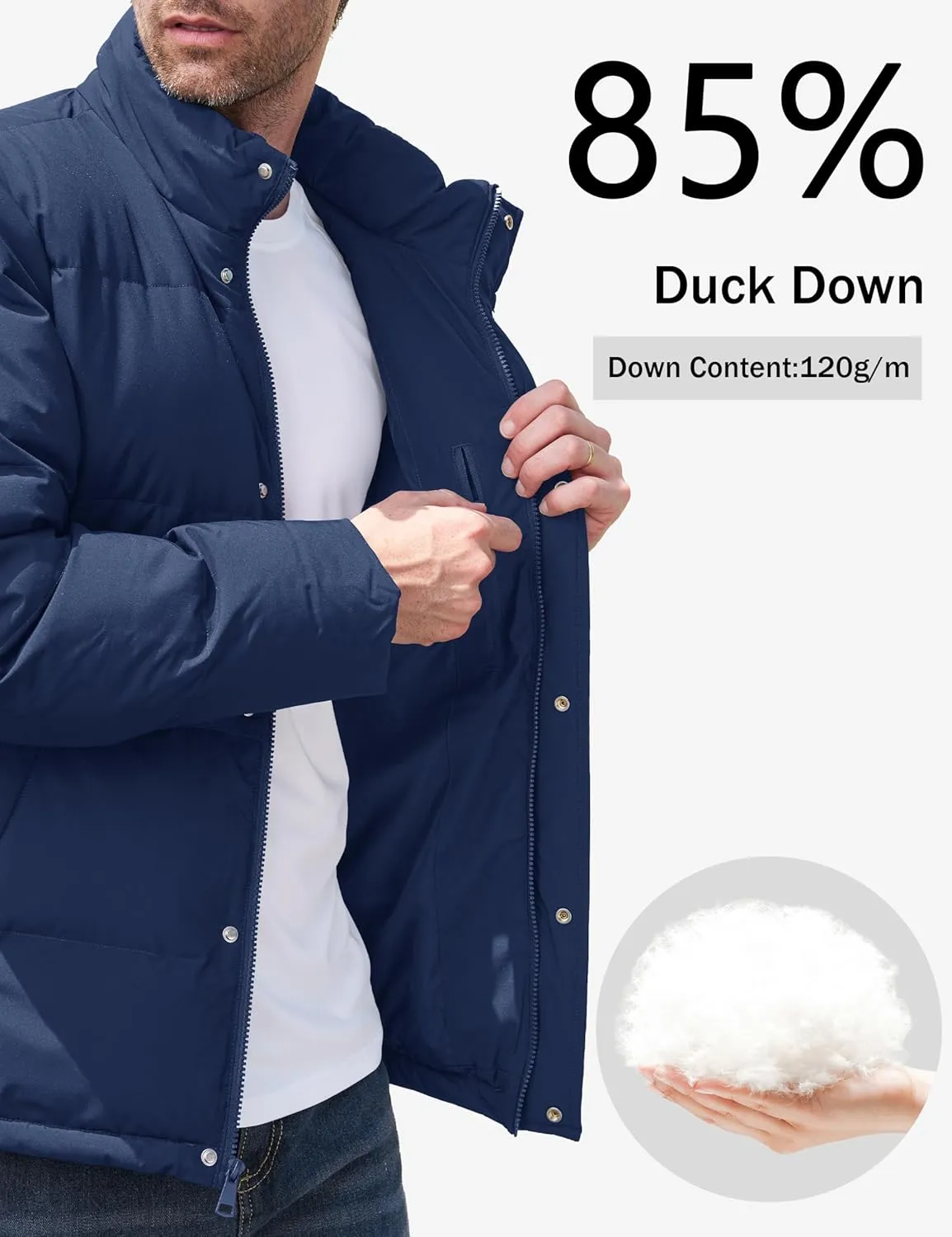 MAGCOMSEN Men's Down Jacket Warm Puffer Jacket Winter Coats Water Resistant Windproof Insulated Jacket