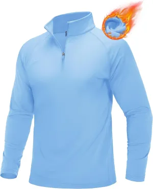 MAGCOMSEN Men's Quarter Zip Pullover Long Sleeve Sweatshirts Fleece Lined Golf Pullover Thermal Gym Workout Tops