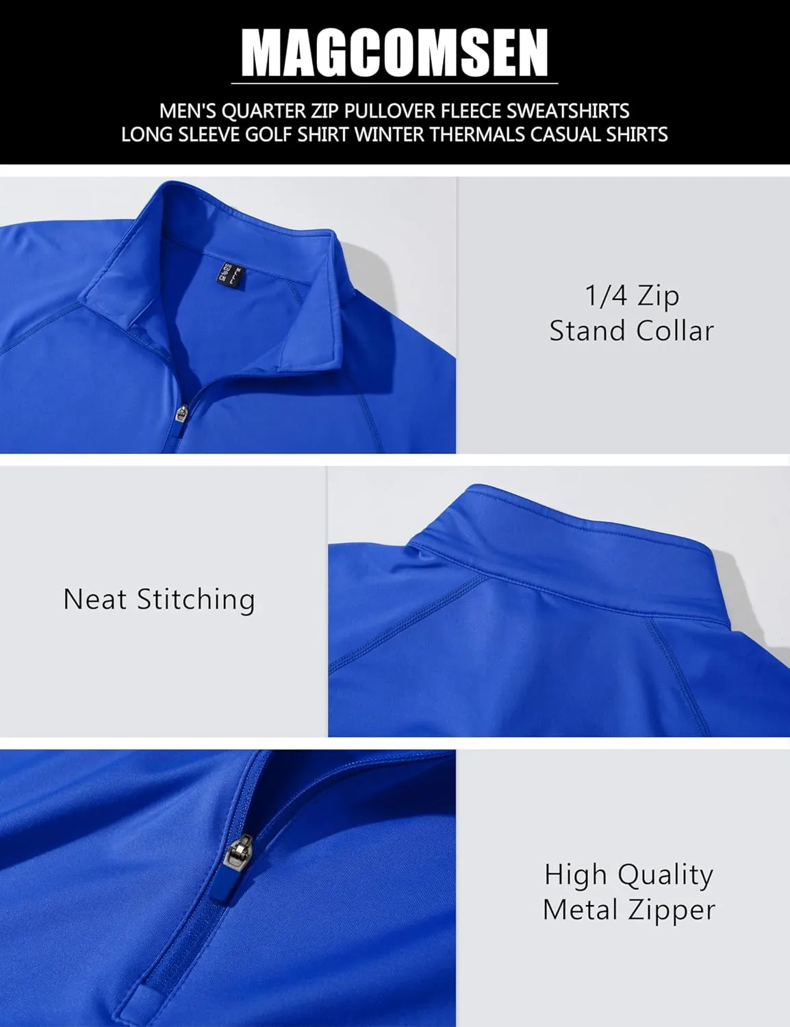 MAGCOMSEN Men's Quarter Zip Pullover Long Sleeve Sweatshirts Fleece Lined Golf Pullover Thermal Gym Workout Tops