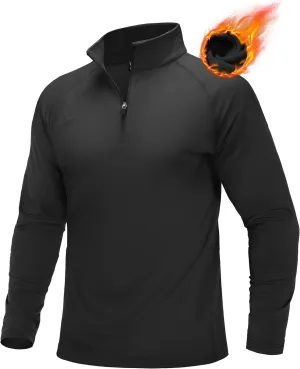 MAGCOMSEN Men's Quarter Zip Pullover Long Sleeve Sweatshirts Fleece Lined Golf Pullover Thermal Gym Workout Tops