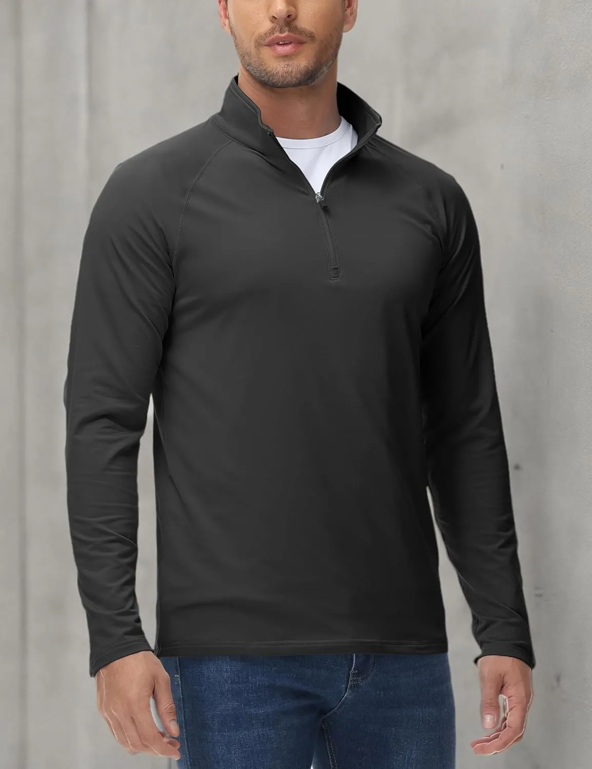 MAGCOMSEN Men's Quarter Zip Pullover Long Sleeve Sweatshirts Fleece Lined Golf Pullover Thermal Gym Workout Tops