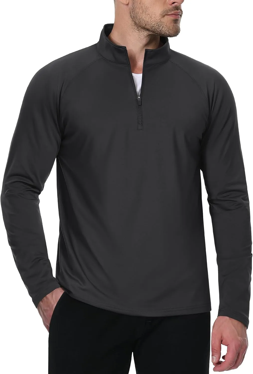 MAGCOMSEN Men's Quarter Zip Pullover Long Sleeve Sweatshirts Fleece Lined Golf Pullover Thermal Gym Workout Tops